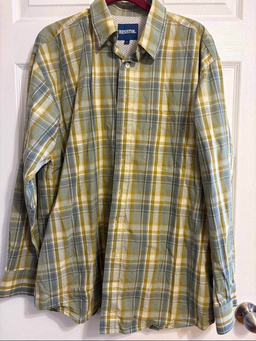 Resistol Plaid Button-Up Shirt in Yellow & Sage